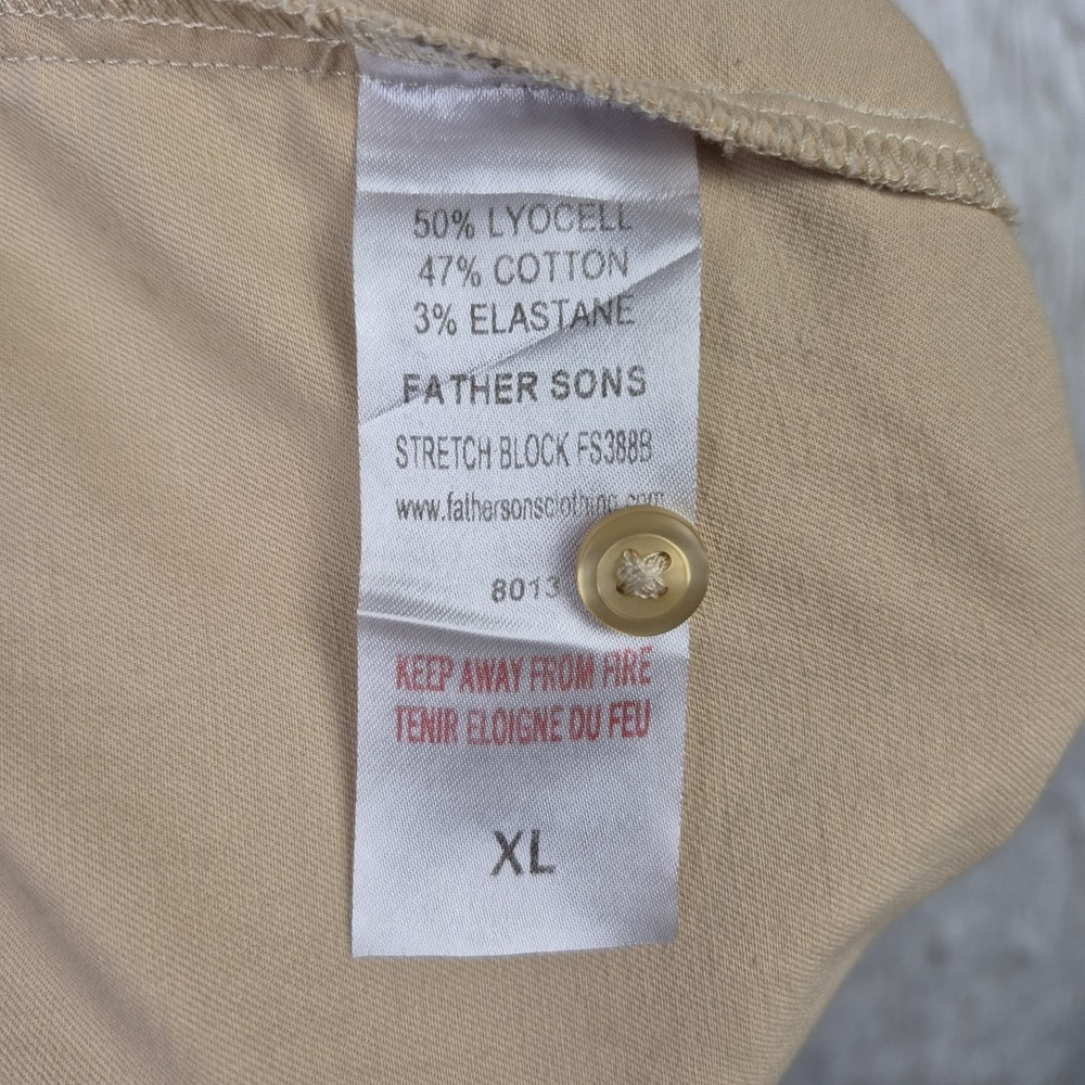 Father Sons Short Sleeve Khaki Tan Slim Fit Button Up Shirt Size XL - Picture 5 of 8
